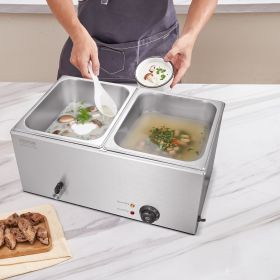 Commercial Electric Food Warmer 2-Pan Countertop Buffet 24QT Bain Marie