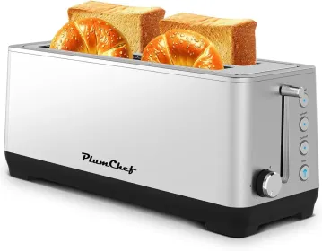 4-Slice Toaster, Extra Wide Long Slot Toaster, Silver