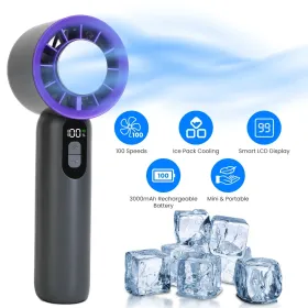 Handheld Fan With Ice Cooler High Speed Turbo Fan 3000mAh Rechargeable