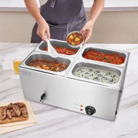 Commercial Electric Food Warmer 4-Pan Countertop Buffet 15.9QT Bain Marie
