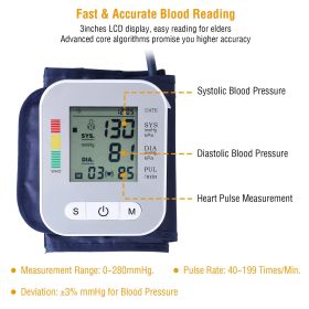 Digital Arm Blood Pressure Monitor LCD Digital Heart Beat BP Gauge