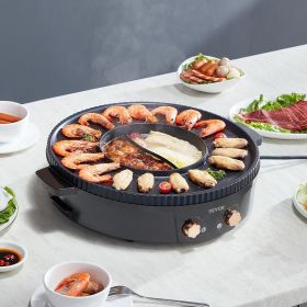 Hot Pot With Grill 1800W 2-in-1 Electric Smokeless Grill Hot Pot