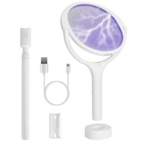 Electric Bug Zapper Racket Indoor Outdoor With Telescopic Extension Wand