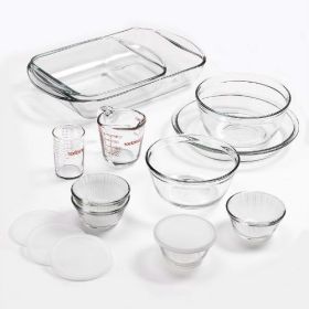 Glass Bakeware Set with Food Storage Bowls and Lids