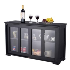 Buffet Dining Storage Cabinet with Glass Sliding Doors