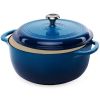 6 Quart Blue Cast-Iron Dutch Oven Kitchen Cookware