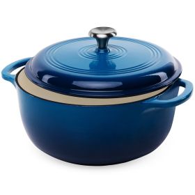6 Quart Blue Cast-Iron Dutch Oven Kitchen Cookware