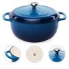 6 Quart Blue Cast-Iron Dutch Oven Kitchen Cookware