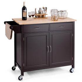 Kitchen Island Storage Cart with Wood Top