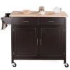 Kitchen Island Storage Cart with Wood Top