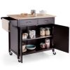 Kitchen Island Storage Cart with Wood Top