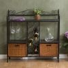 Baker's Rack with Wine Storage and Rattan Baskets