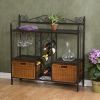 Baker's Rack with Wine Storage and Rattan Baskets