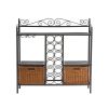 Baker's Rack with Wine Storage and Rattan Baskets
