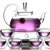 Glass Teapot Set with Glasses and Warmer