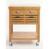 Stainless Steel Top Bamboo Wood Kitchen Cart