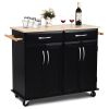 Kitchen Island Storage Cabinet Cart with Wood Top