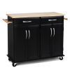 Kitchen Island Storage Cabinet Cart with Wood Top