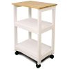 Kitchen Microwave Cart with Butcher Block Top