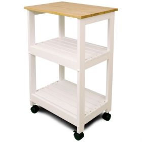 Kitchen Microwave Cart with Butcher Block Top