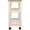 Kitchen Microwave Cart with Butcher Block Top