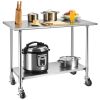 Stainless Steel Kitchen Cart Table on Wheels with Adjustable Shelf