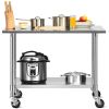Stainless Steel Kitchen Cart Table on Wheels with Adjustable Shelf