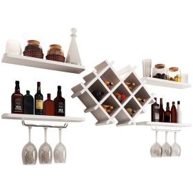 Wall Mounted Wine Rack Set with Storage Shelves