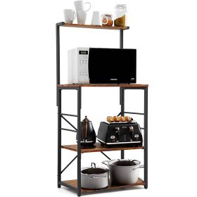 4-Shelf Rustic Brown Microwave Stand
