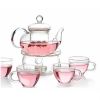 Glass Tea Pot Set with Cups Teapot Warmer and Infuser