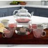 Glass Tea Pot Set with Cups Teapot Warmer and Infuser