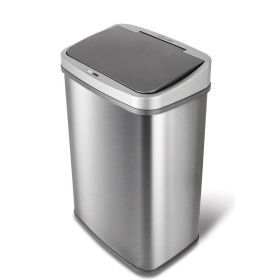 Grey Stainless Steel Kitchen Trash Can with Motion Sensor Lid