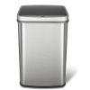 Grey Stainless Steel Kitchen Trash Can with Motion Sensor Lid