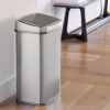 Grey Stainless Steel Kitchen Trash Can with Motion Sensor Lid