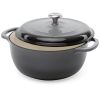 6 Quart Grey Cast-Iron Dutch Oven Kitchen Cookware