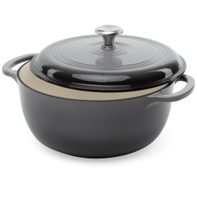 6 Quart Grey Cast-Iron Dutch Oven Kitchen Cookware
