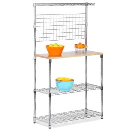 Backers Rack with Storage Shelves and Solid Wood Cutting Board