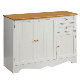 Buffet Cabinet with Light Wood Finish Top