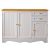 Buffet Cabinet with Light Wood Finish Top