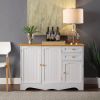 Buffet Cabinet with Light Wood Finish Top