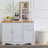 Buffet Cabinet with Light Wood Finish Top