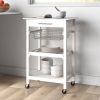 Stainless Steel Top Kitchen Cart with Drawer and Storage Shelves