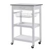 Stainless Steel Top Kitchen Cart with Drawer and Storage Shelves