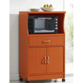 Kitchen Cabinet Microwave Cart with Mahogany Wood Finish