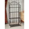 Folding Iron 4-Shelf Bakers Rack in Bronze with Shelves