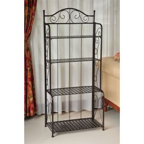 Folding Iron 4-Shelf Bakers Rack in Bronze with Shelves