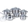 12 Piece Stainless Steel Cookware Set with Glass Lids