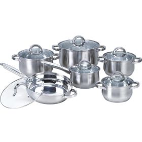 12 Piece Stainless Steel Cookware Set with Glass Lids