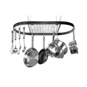 Ceiling Mount Wrought Iron Hanging Oval Pot Rack