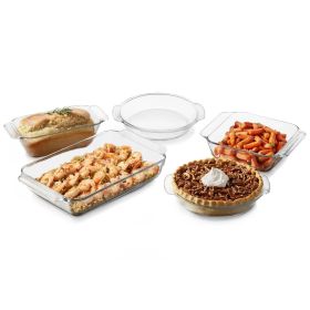 Glass 5-Piece Bakeware Casserole Baking Dish Set